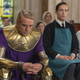 Jeremy Irons (left) , Tom Mison (center), Sara Vickers (right)